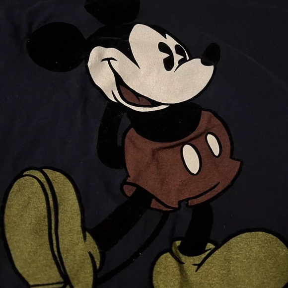 🎃🎃 Mickey Mouse Mens 2XL T-Shirt Navy Blue Disney Felt Design 100% cotton! - Picture 1 of 3